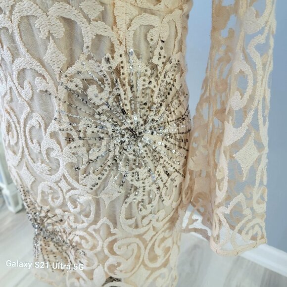 Free People The North Star Dress White Cream Starburst Lace Dress NWOT - Picture 14 of 16